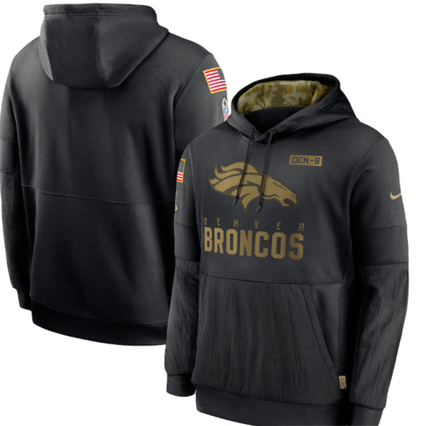 Men's Denver Broncos Black NFL 2020 Salute To Service Sideline Performance Pullover Hoodie Men's Denver Broncos Black NFL 2020 Salute To Service Sideline Performance Pullover Hoodie
